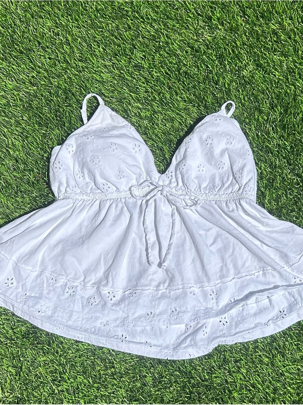 SO White Eyelet Tie-Front Camisole
